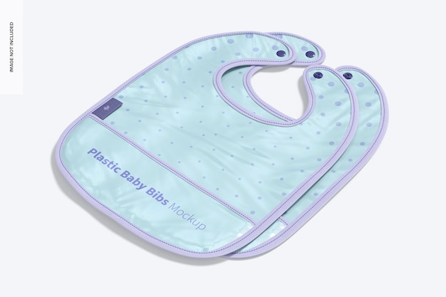 Plastic baby bibs mockup, top view