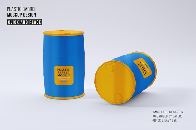 Plastic Barrels Editable Mockup Template