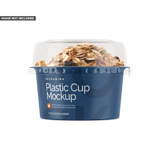 Plastic beker met muesli mockup