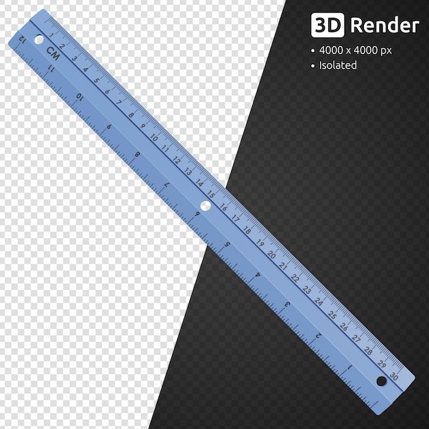 PSD righello di plastica blu isolato