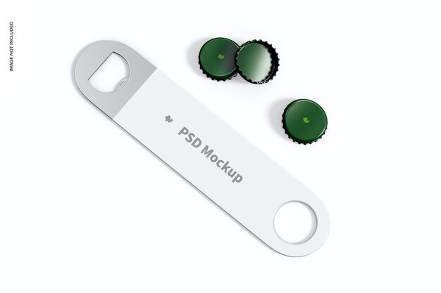 Plastic bottle opener mockup, top view