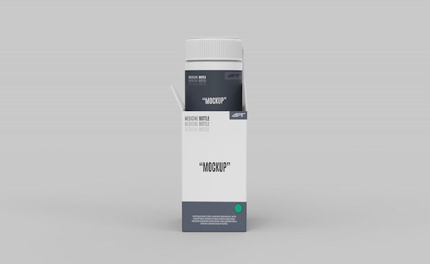 PSD plastic bottle with box mockup