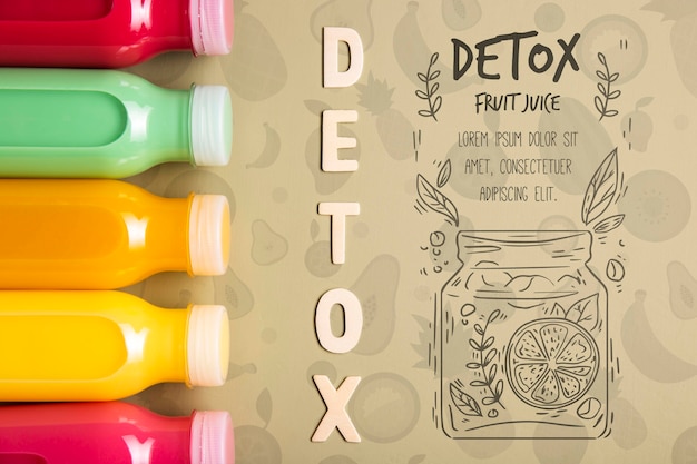 Plastic bottles with detox smoothies