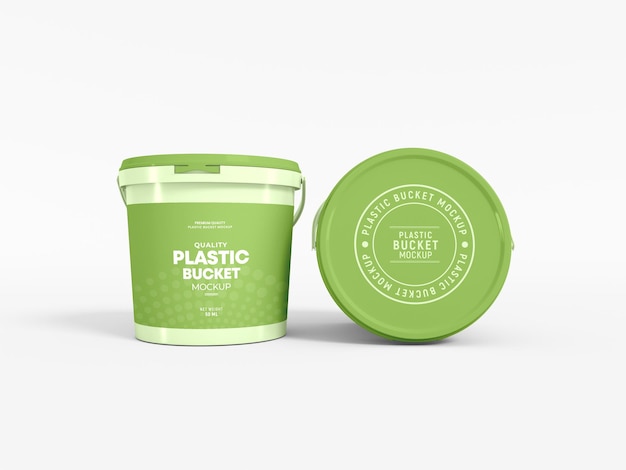 Mockup di imballaggio per secchio di plastica