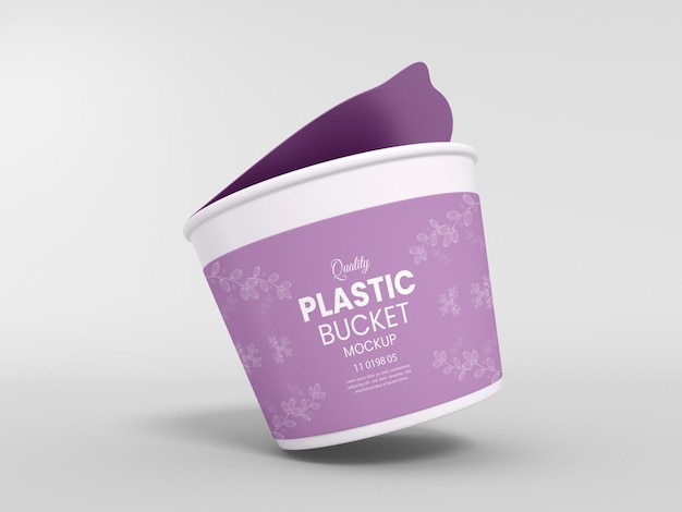 Plastic Bucket with Cover Packaging Mockup