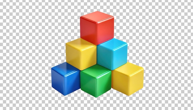 Plastic building blocks isolated on transparent background 3d render