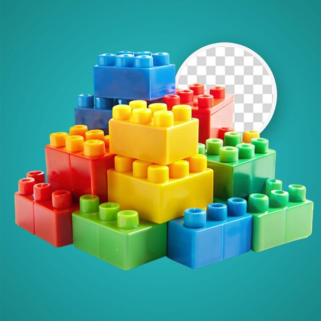 PSD plastic building blocks look 3d on white background