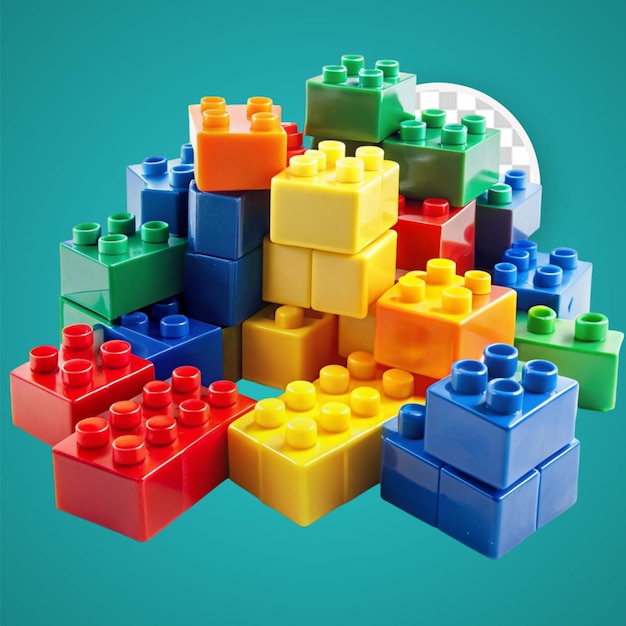 PSD plastic building blocks look 3d on white background