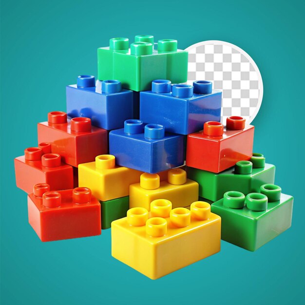 Plastic building blocks look 3d on white background