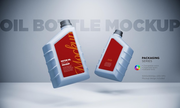 Contenitore di plastica per liquidi con mockup di etichette