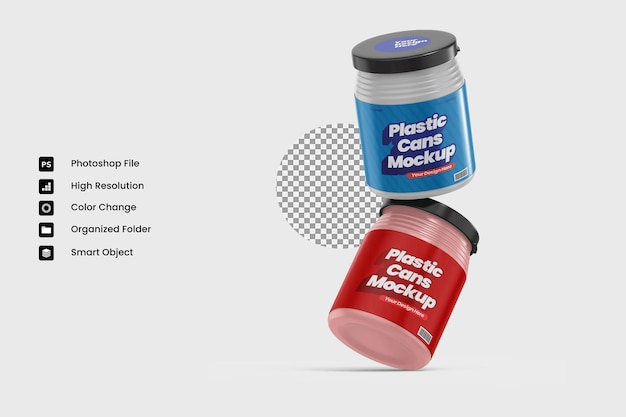 PSD plastic cans mockup