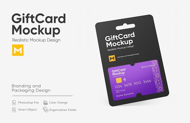 PSD プラスチック カードのモックアップ、ギフト カードのモックアップ