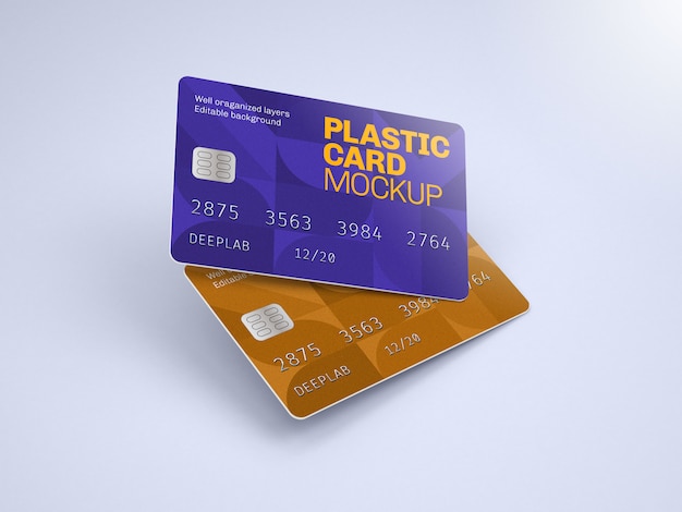 Mockup di carta di plastica con colore di sfondo modificabile