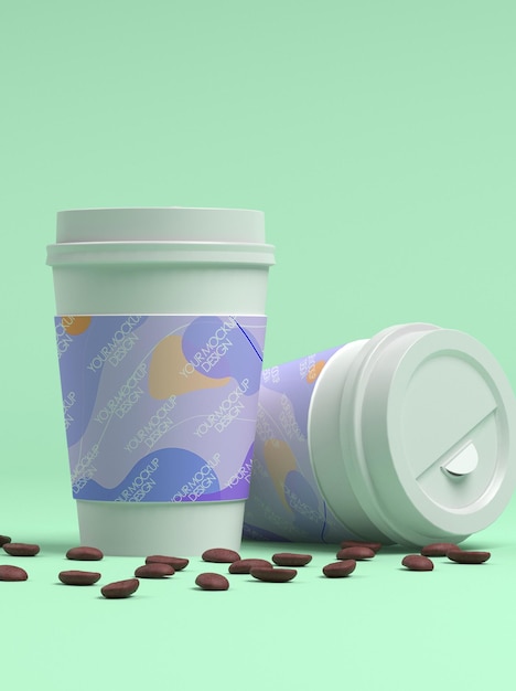 Plastic coffee cup mockup design