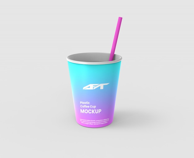 PSD plastic coffee cup mockup