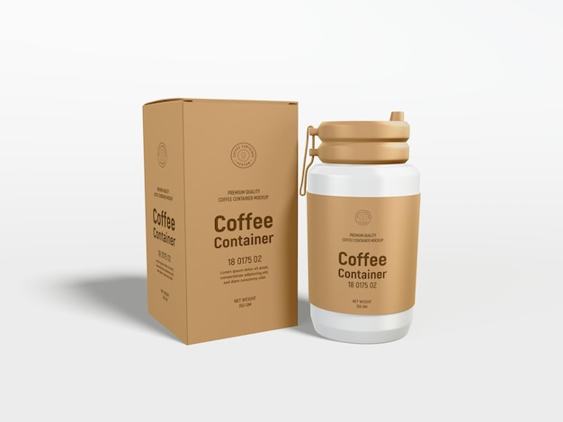 PSD mockup di branding in plastica per contenitori per caffè in plastica