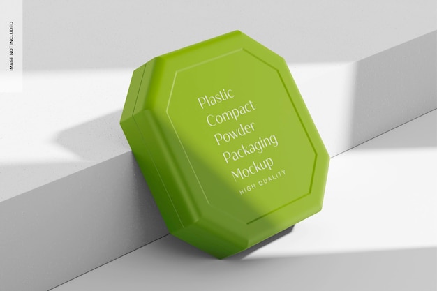 Plastic compact powder packaging mockup, left view