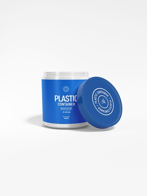 Plastic container jar packaging mockup