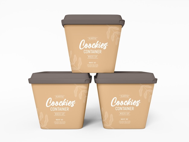 PSD plastic cookie container packaging  mockup