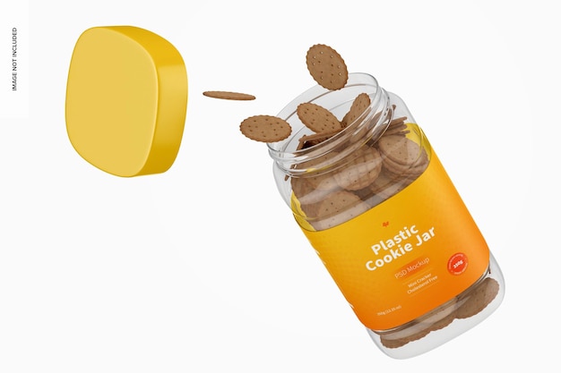 Plastic Cookie Jar Mockup Falling