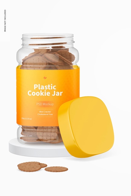 Plastic Cookie Jar Mockup, Opened