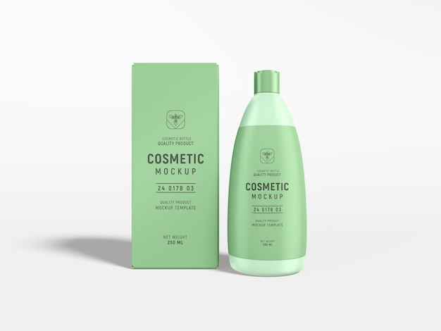 Plastic cosmetic bottle packaging mockup