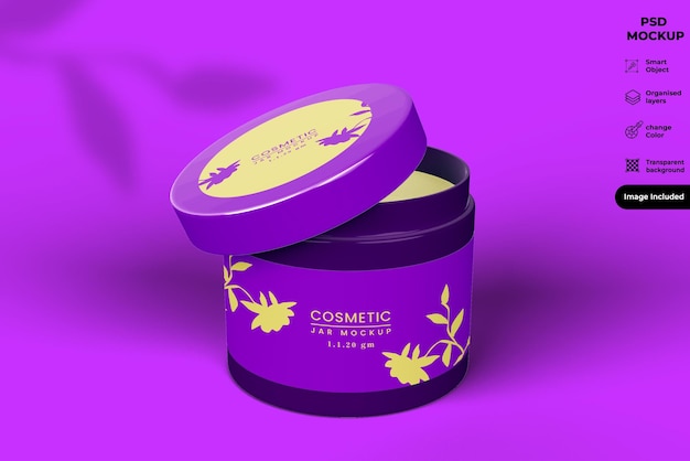 plastic cosmetic cream container with cap branding mockup