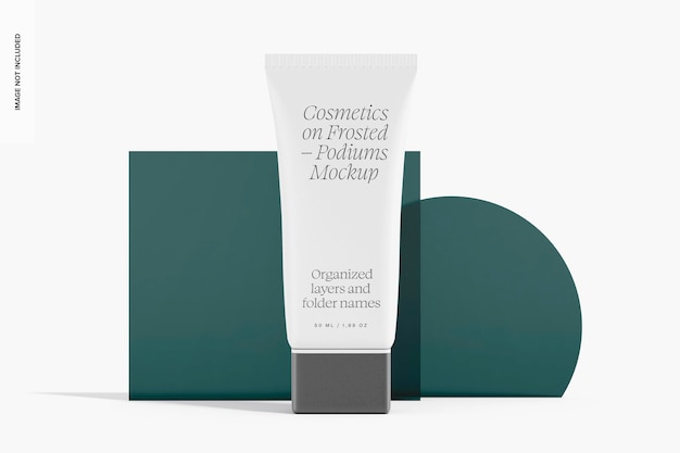 plastic cosmetic cream tube mockup, front view