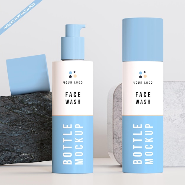 Mockup di bottiglia per pompa cosmetica in plastica