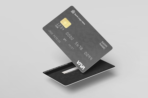 PSD plastic credit card mockup clean modern floating