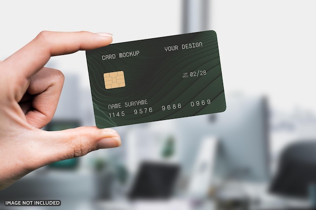 PSD plastic credit card mockup in hand