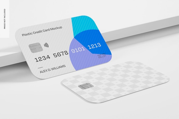 PSD plastic credit cards mockup left view