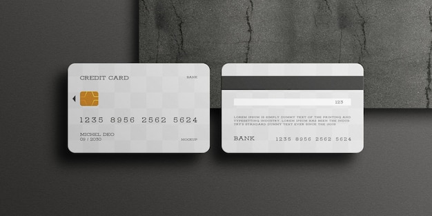 Mockup di carta di credito o di debito in plastica