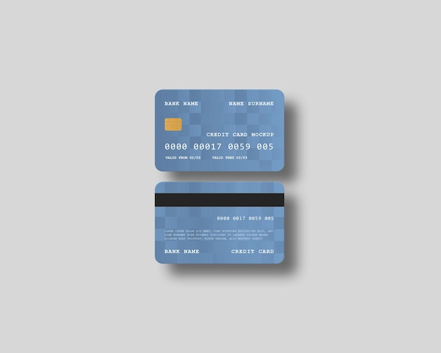 Mockup di carta di credito o di debito in plastica