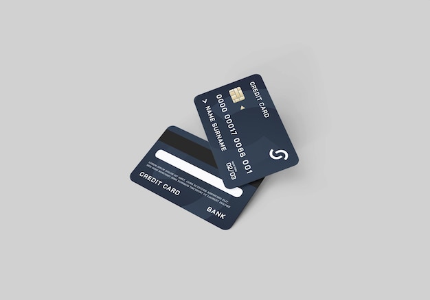 Mockup di carta di credito o di debito in plastica