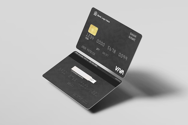 PSD plastic creditcard mockup schoon modern drijvend