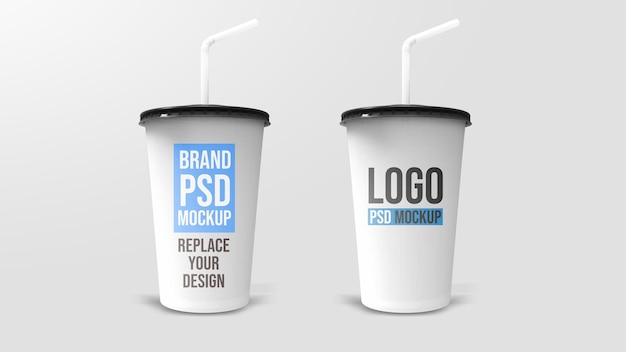 Bicchiere di plastica 3d rendering mockup design