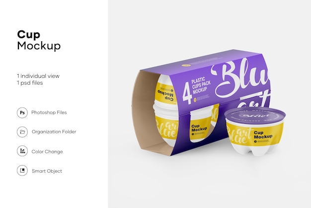 PSD plastic cup pack mockup geïsoleerd