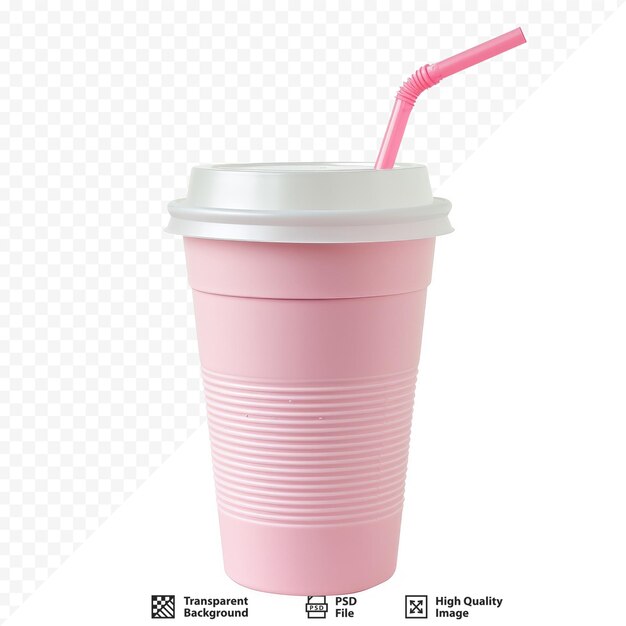 PSD plastic cup and straw isolated on a white isolated background