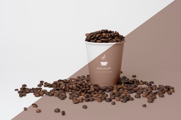 PSD plastic cup with coffee beans