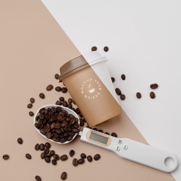 PSD plastic cup with coffee beans