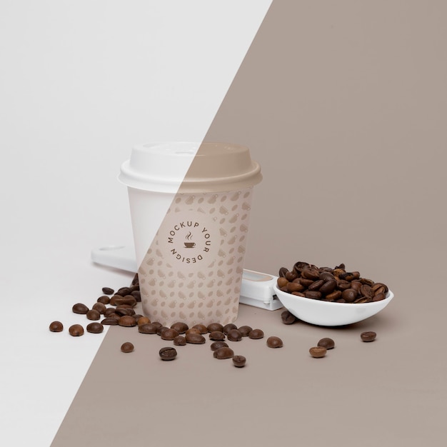 PSD plastic cup with coffee beans