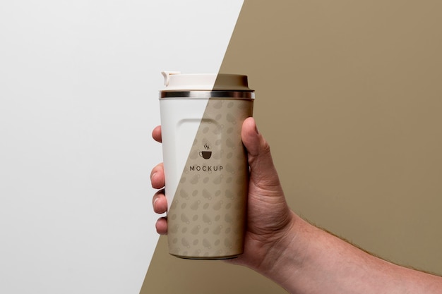 Plastic cup with coffee mock up