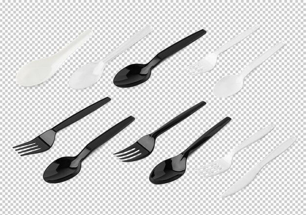 PSD plastic cutlery utensils cutout psd file