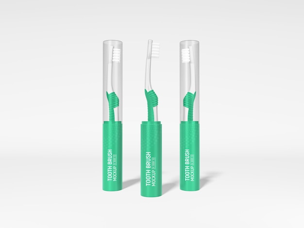 Plastic dental toothbrush branding mockup