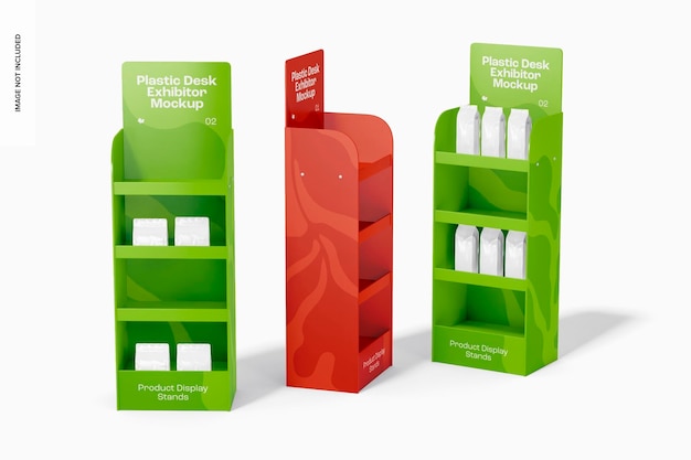 Plastic Desk Exhibitors Mockup
