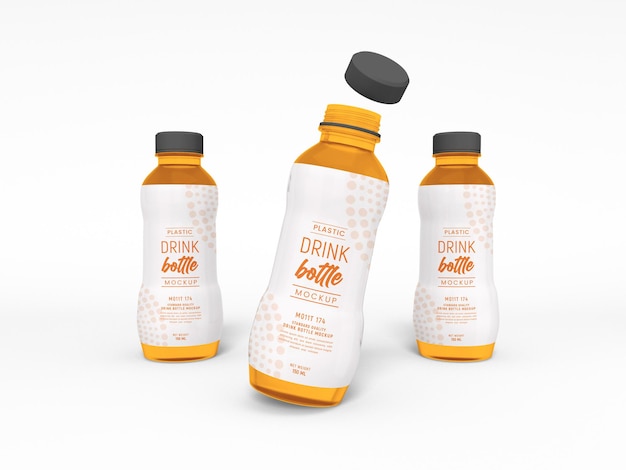 PSD plastic drink bottle packaging mockup