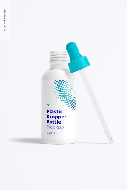 Plastic Dropper Bottle Mockup, Front View