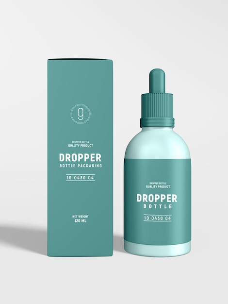 Plastic dropper bottle packaging mockup