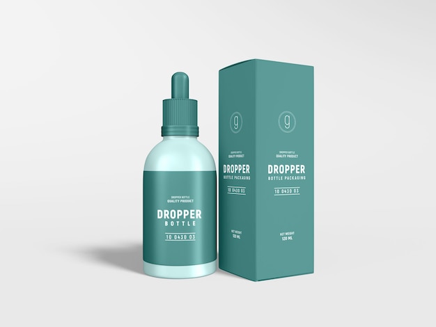 Plastic dropper bottle packaging mockup